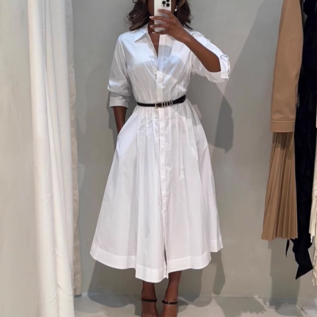Best Simkhai The Jazz Shirt Midi Dress White Cotton Collar Cotton S/M